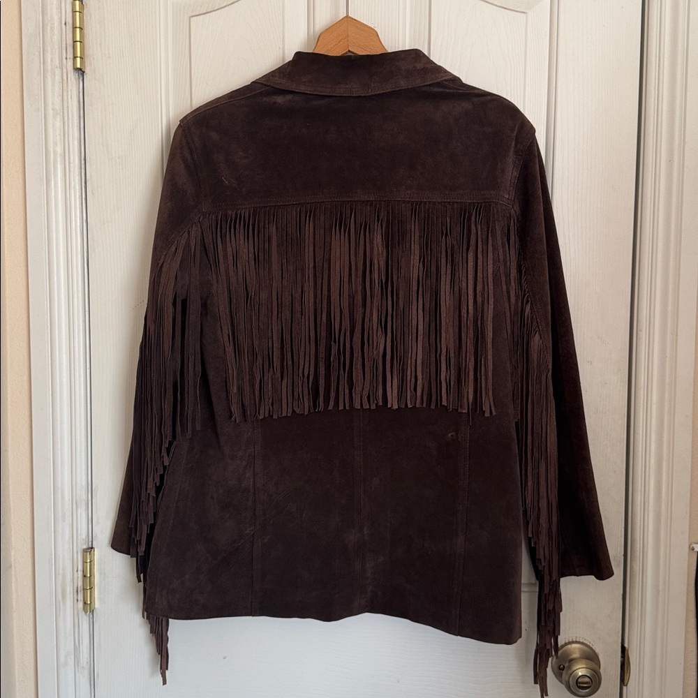 Bubblegum Brown Suede Fringe Jacket - Picture 3 of 10